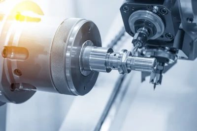 دستگاه CNC در حال پردازش قطعه صنعتی